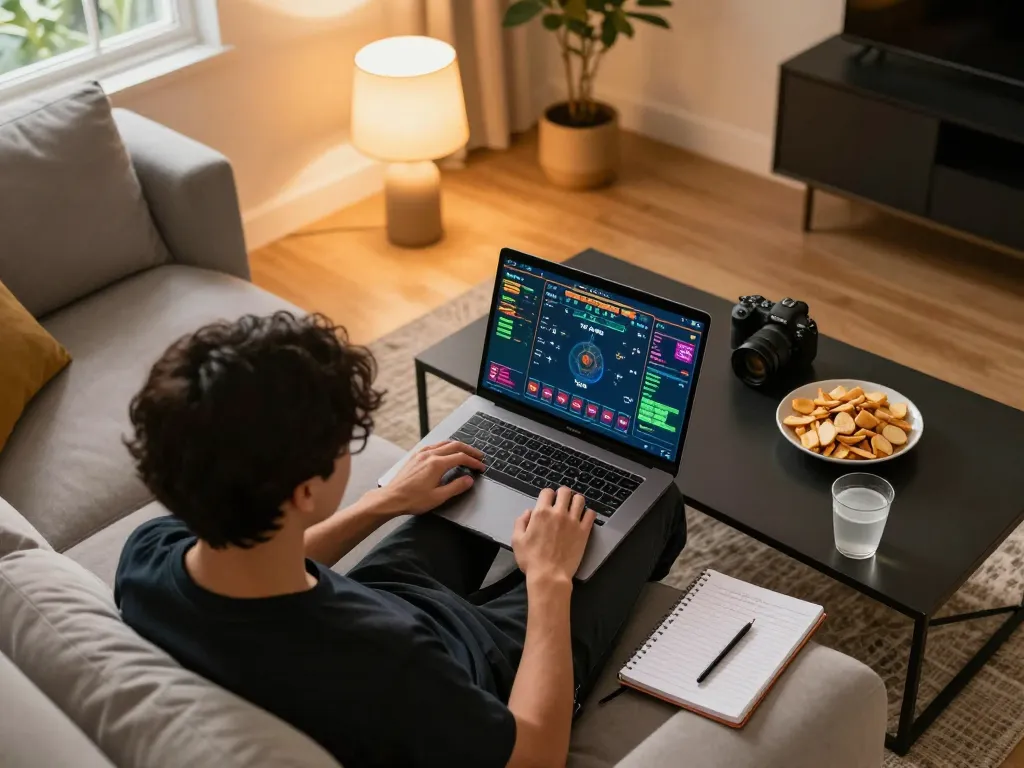 Engaging scene of a home gaming setup for Tài Xỉu, showcasing strategic betting notes and vibrant ambiance.