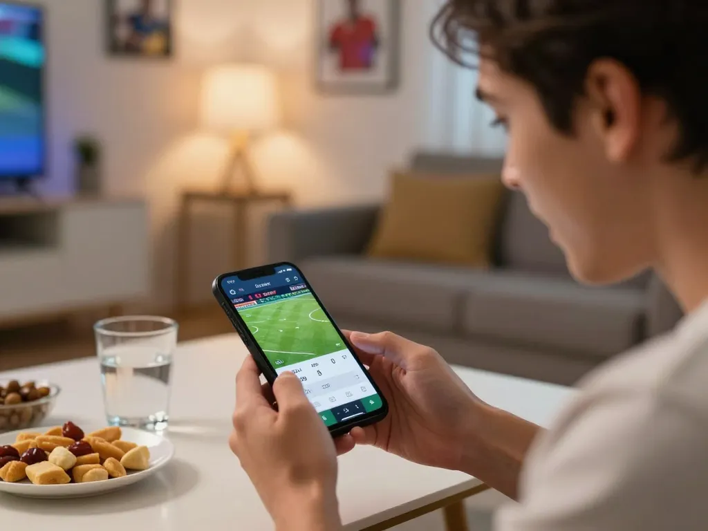 Socolive app in action, live betting excitement on smartphone during a soccer match