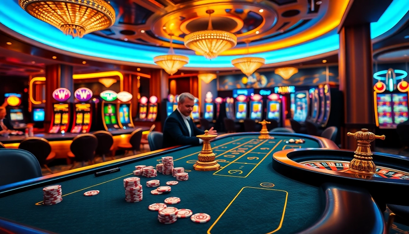 Experience the thrill of winning at https://aa888bet.us/ with a vibrant casino scene showcasing excitement and luxury.