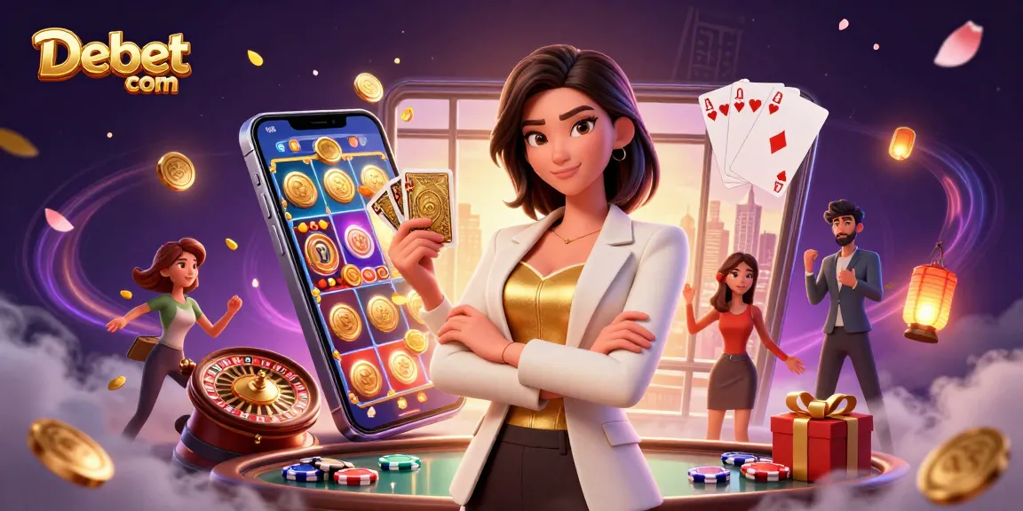Engage with the thrilling world of Debet com through this vibrant online casino illustration.
