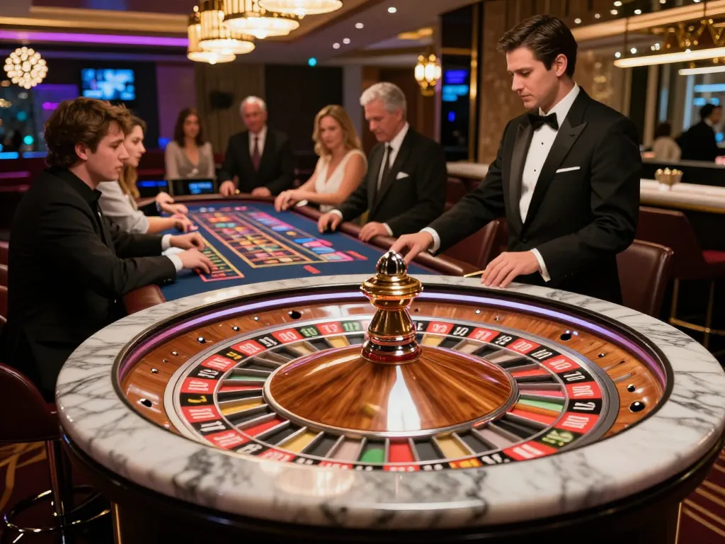 Players engaging in a thrilling HIT CLUB roulette game at a luxury casino venue.