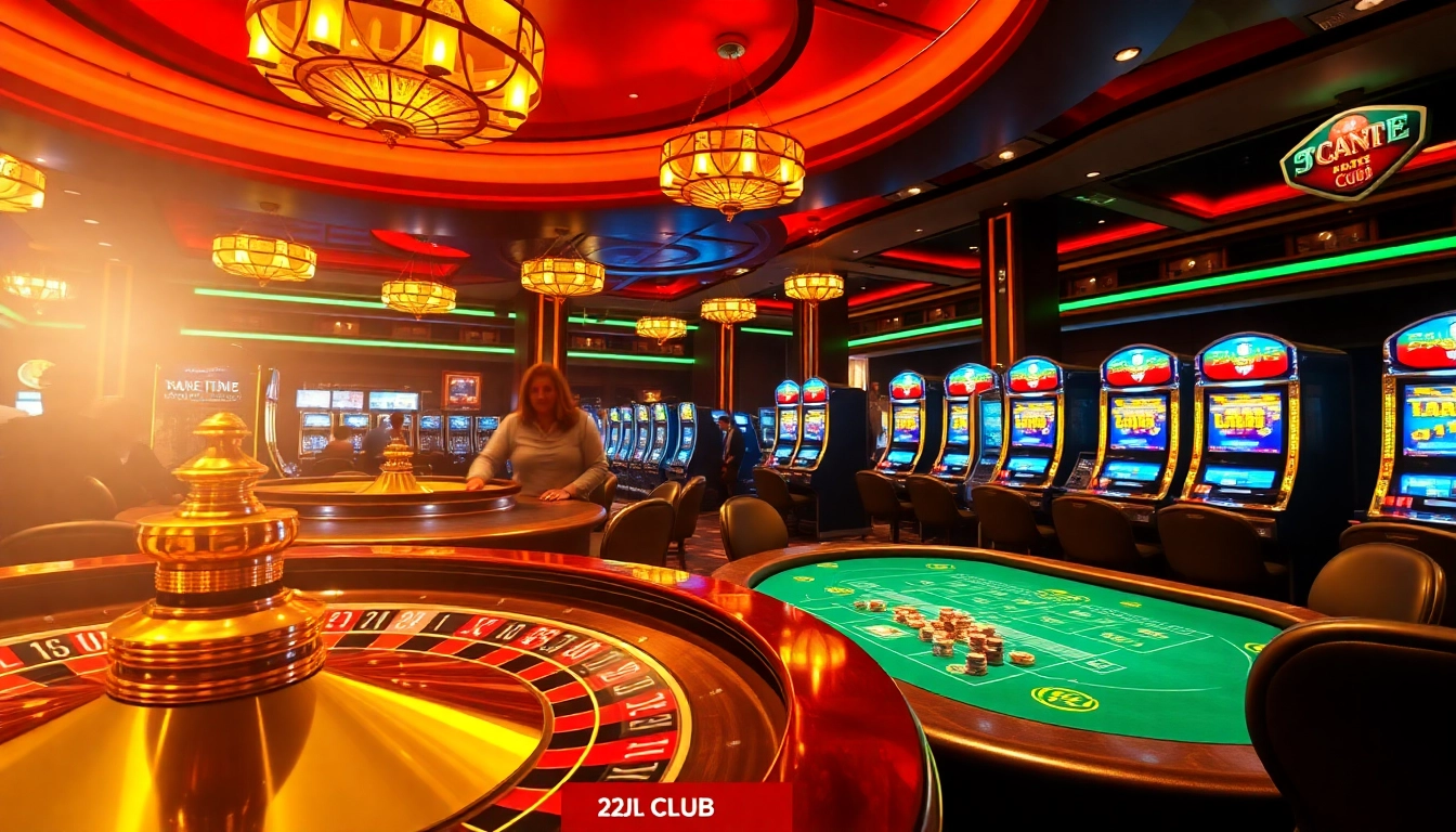 Excited players engage at a luxury casino table, representing the thrilling atmosphere of the 22jl club.