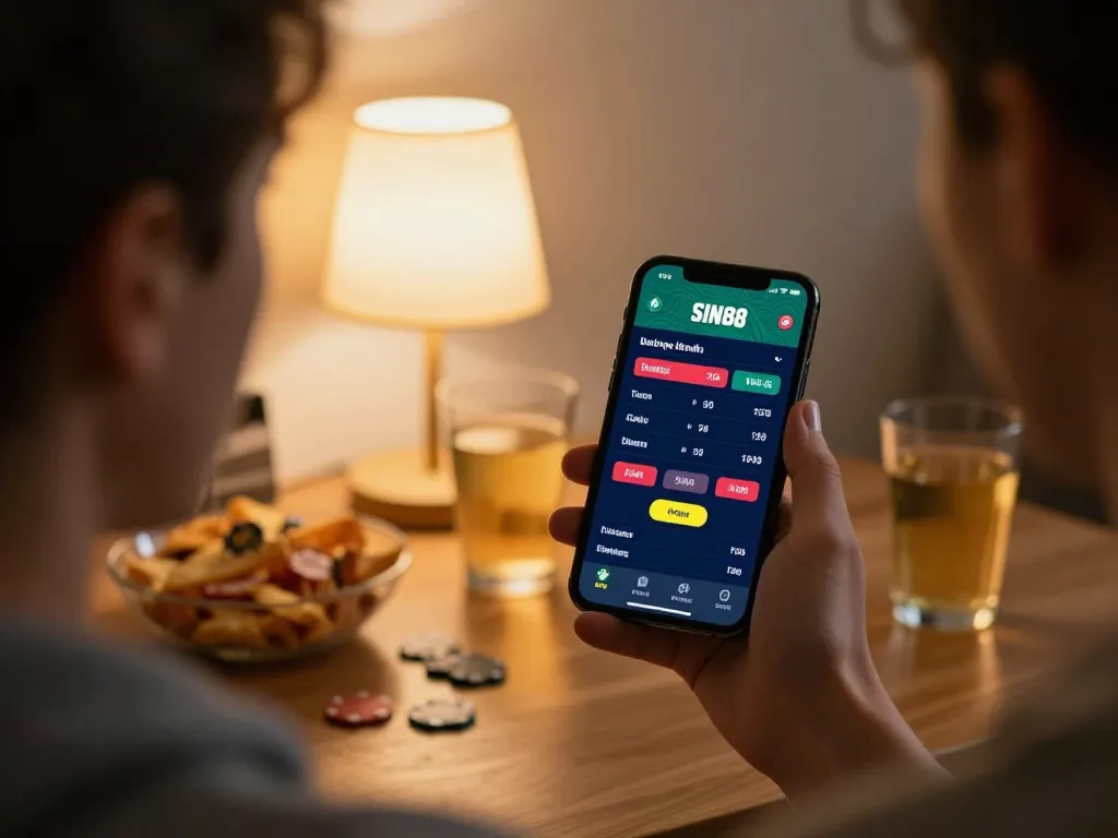 SIN88 user placing a live sports bet on a smartphone showcasing exciting odds
