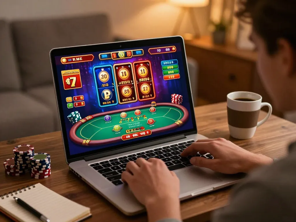 Bong88 online gaming setup with player focused on diverse casino games.