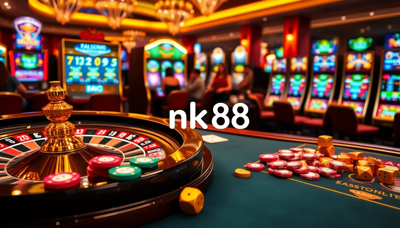 Players celebrating a winning moment at the nk88 casino with vibrant tables and exciting games.