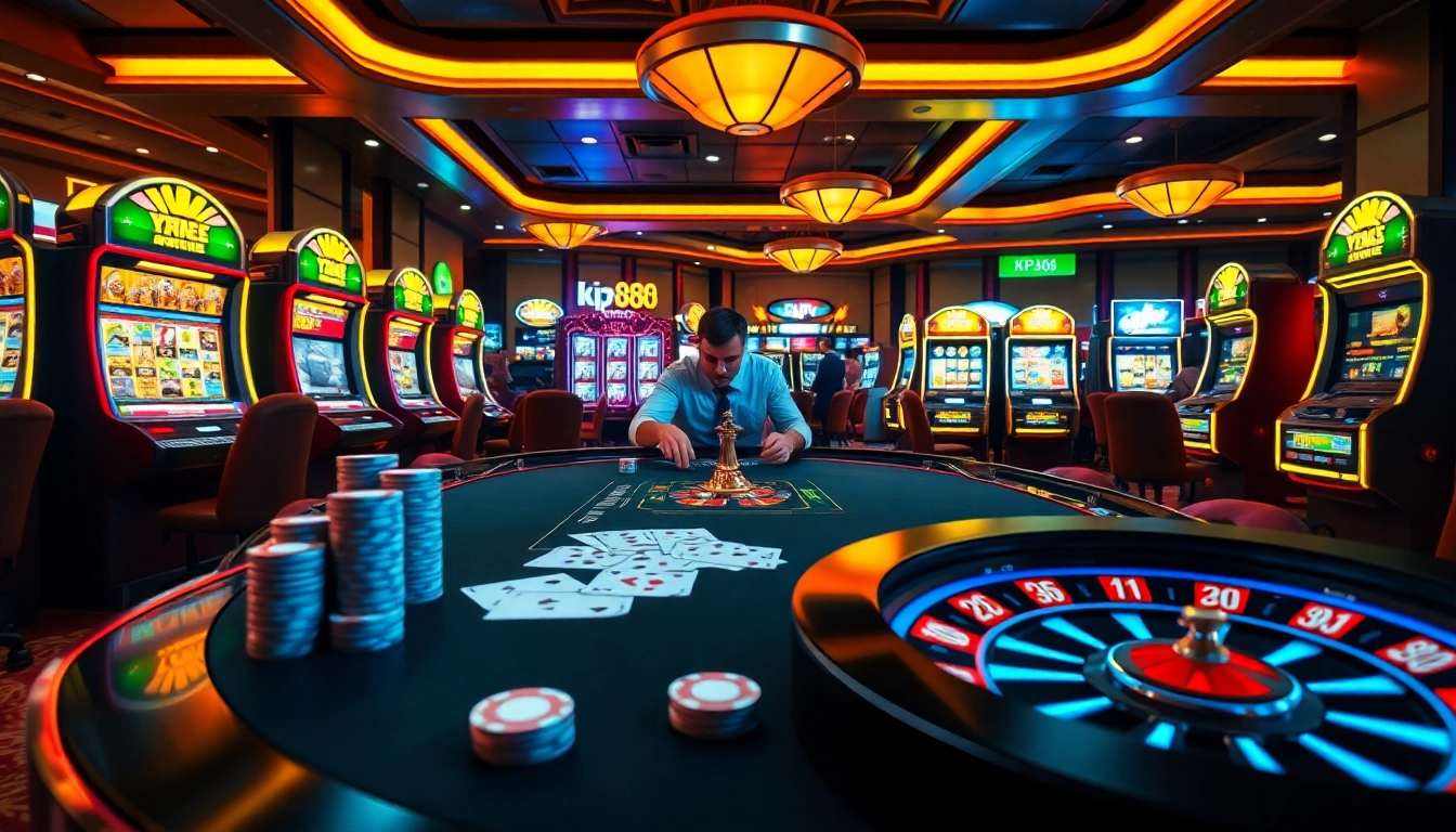 Experience the excitement of gambling at https://kp88.space/ with vibrant poker tables and thrilling slot machines.