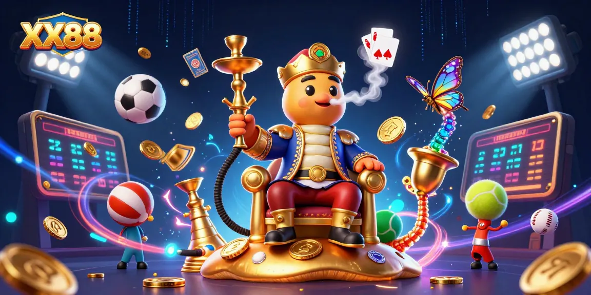 Experience the excitement of XX88 with a vibrant 3D casino illustration full of action and energy.