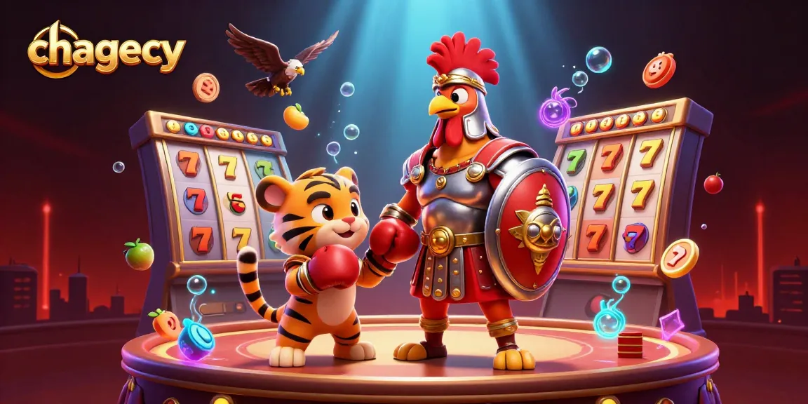 Join the action with chagency as the cartoon gladiator rooster battles for big wins in a vibrant casino atmosphere!