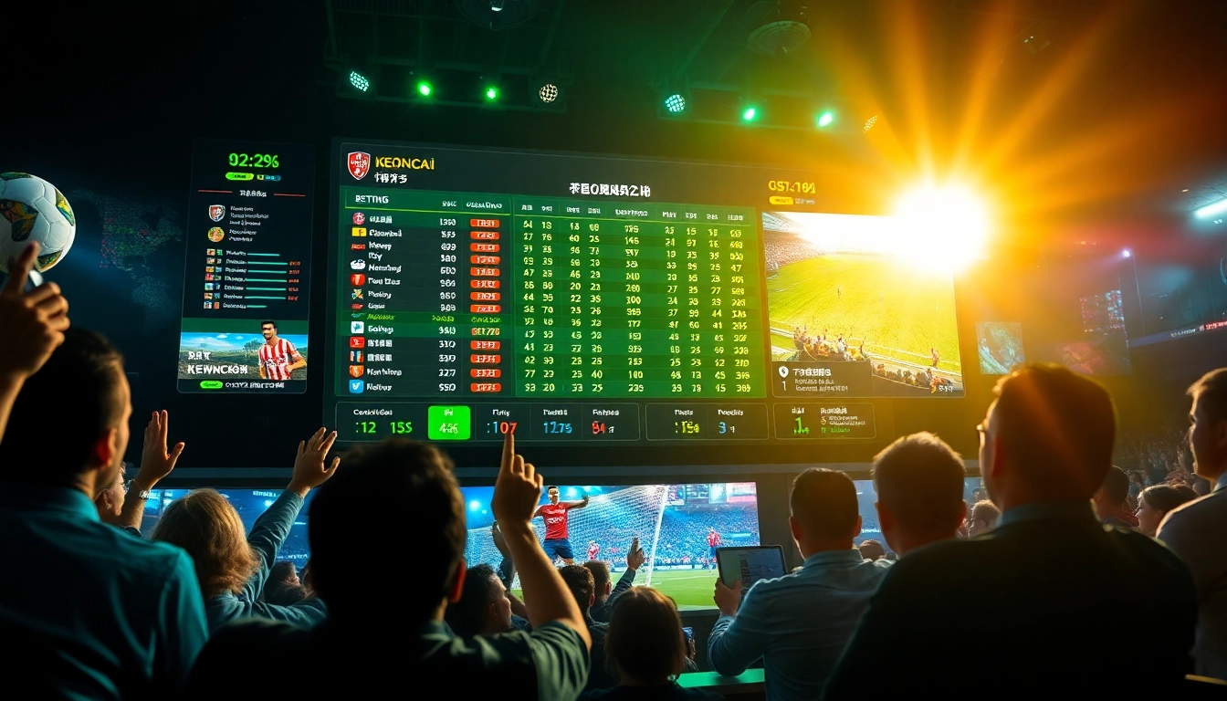 Real-time keonhacai odds displayed on a vibrant sports betting dashboard.