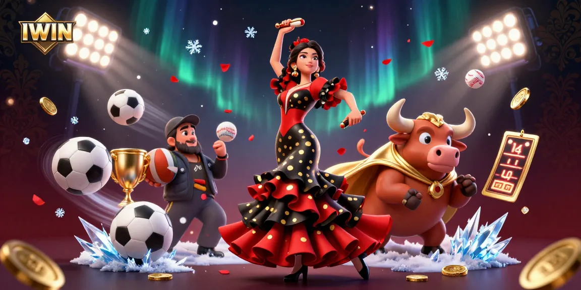 IWIN offers vibrant gameplay with a stunning 3D illustration featuring casino elements and thrilling action.