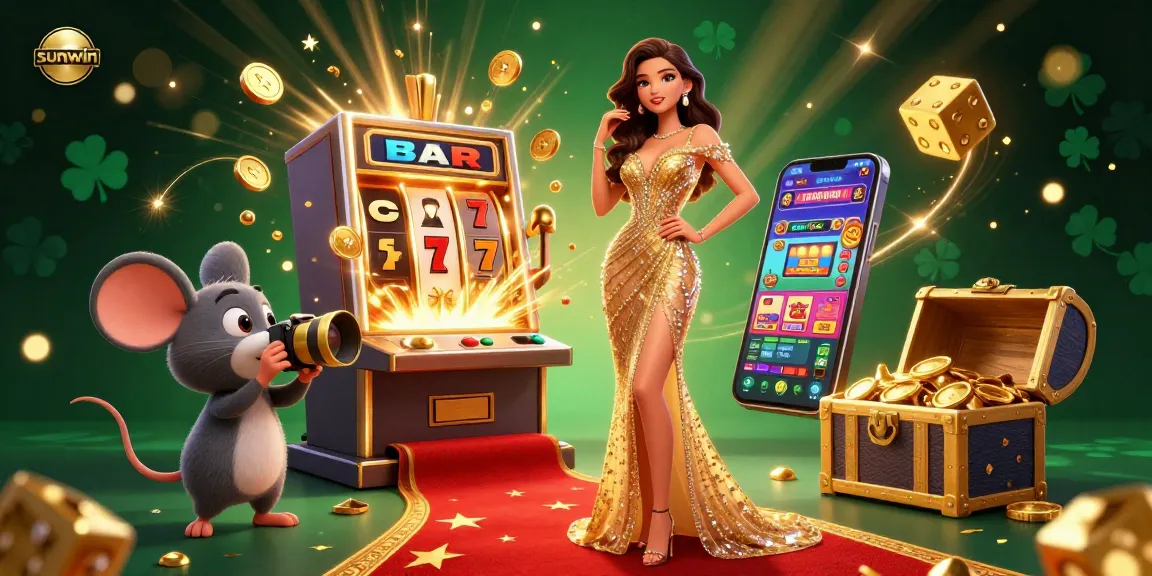 Experience winning with sunwin at this vibrant casino scene featuring dynamic game elements.
