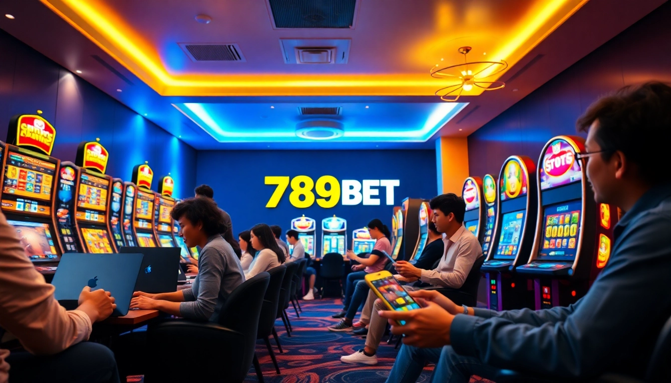 Engaging scene of players enjoying online gaming at 789bet with vibrant colors and modern devices.