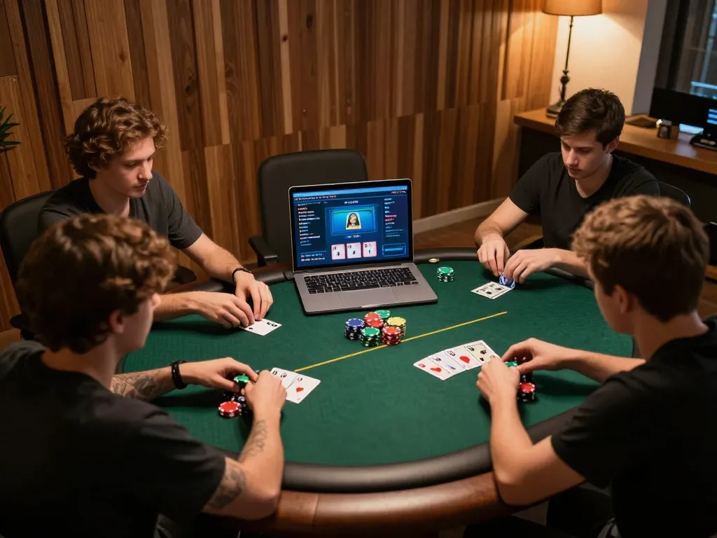 Players engaging in online poker gameplay on open88 com, showcasing a user-friendly interface and strategic environment.