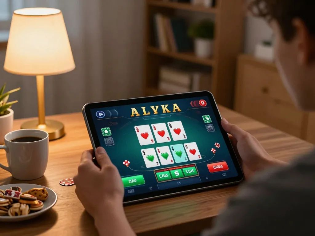 Engaging in online blackjack at https://cak-t.com/ showing game interface on tablet