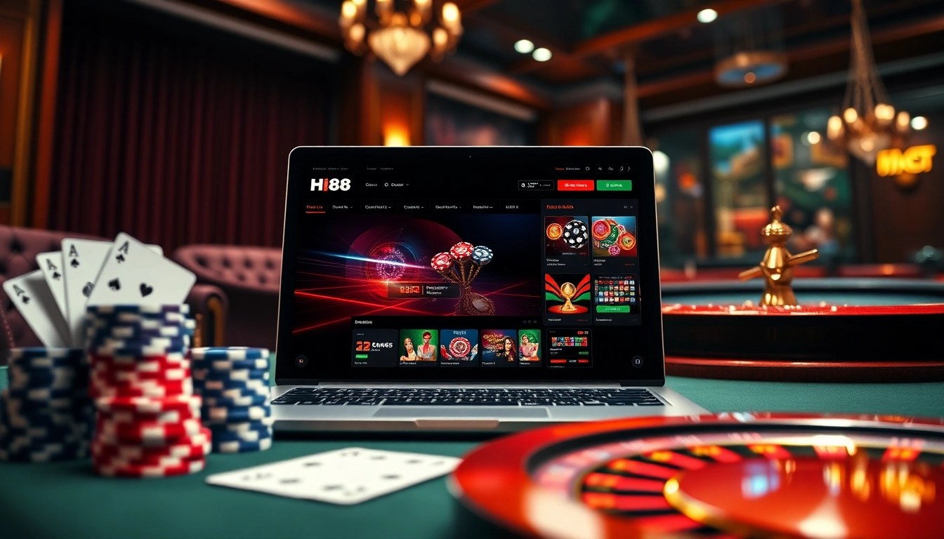 Experience excitement and luxury at Hi88 with vibrant gaming elements and professional casino atmosphere.