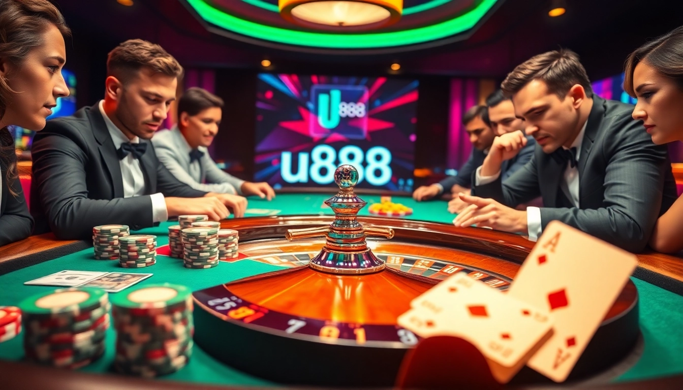 Experience the thrilling excitement of u888 with vibrant casino gameplay at the roulette table.