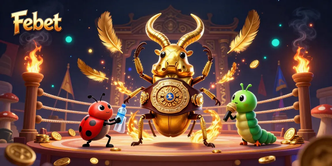 Experience the thrill of Febet with competitive gaming elements and dynamic characters in vibrant 3D imagery.