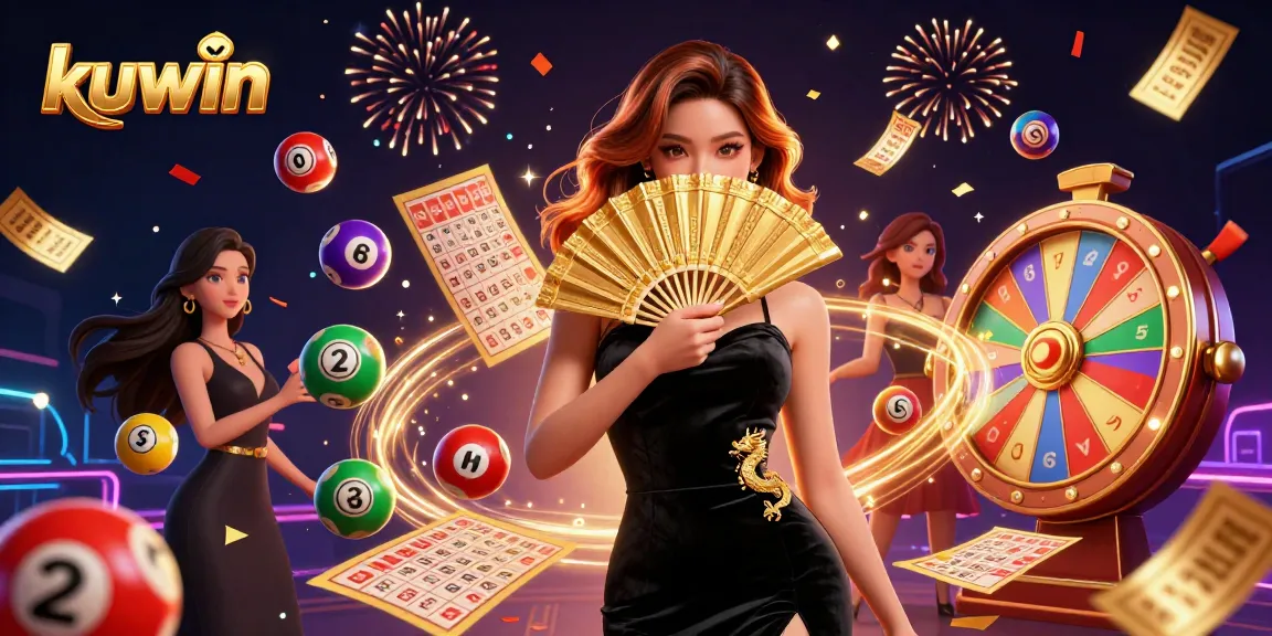 Kuwin offers engaging lottery experiences with colorful balls and a beautiful centerpiece, emphasizing casino excitement.