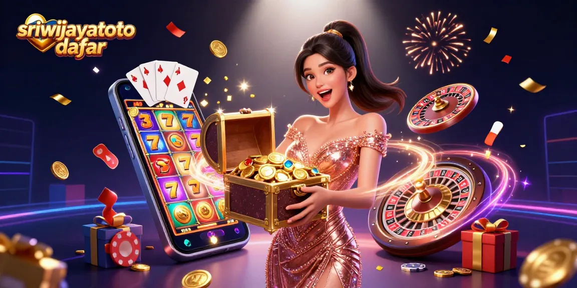 Engage with sriwijayatoto daftar and explore treasures in this vibrant casino illustration.