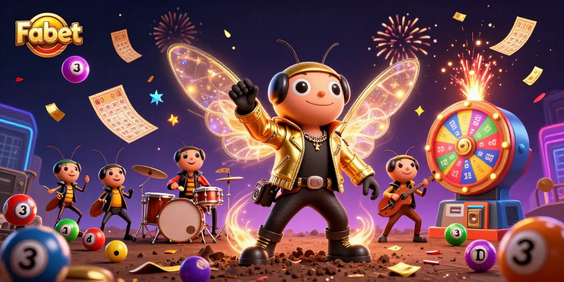 Experience Fabet's vibrant lottery action with a cicada rock star and colorful elements
