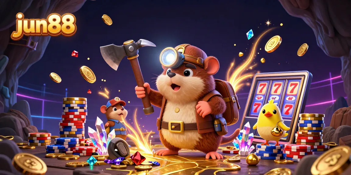 Join the excitement at jun88 with a treasure hunter mole amidst gleaming casino elements!
