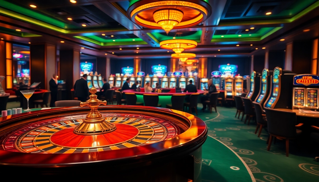 KJC casino interior with vibrant gaming tables and exciting atmosphere for gamblers.