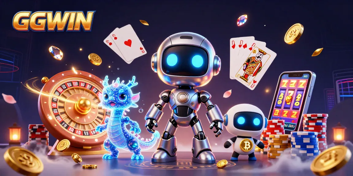 Experience the excitement of GGWIN casino with vibrant characters and dynamic gambling elements.