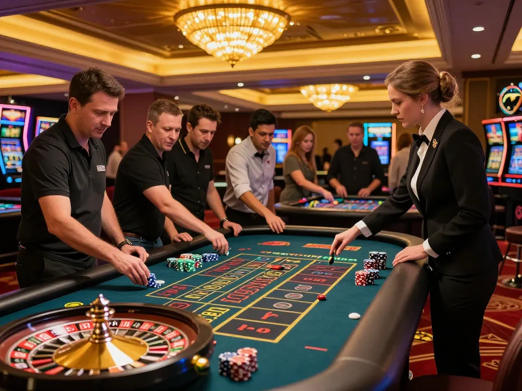 uu88 players placing bets at an exciting roulette game, showcasing vibrant casino atmosphere and dynamic action.