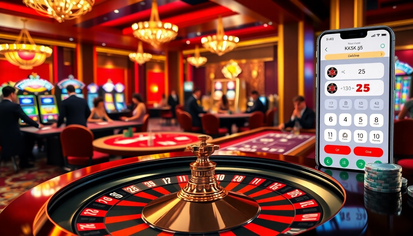 Engaging scene of players enjoying KK55 casino games at luxurious tables.