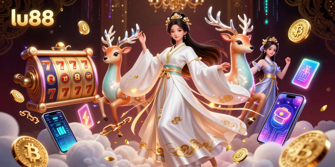 Experience thrilling gameplay at lu88 with a stunning futuristic casino illustration featuring slot games.