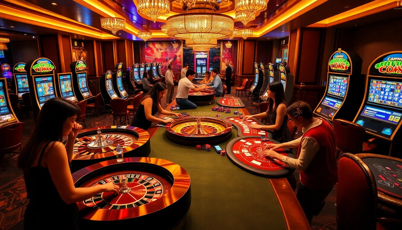 Experience excitement at TR88 online casino with players engaging at vibrant gaming tables.