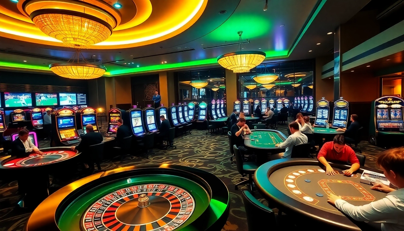 Players engaging in thrilling games at LV88 Casino, featuring roulette and slot machines.