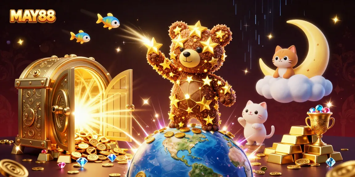 MAY88 offers an exciting gaming experience while scooping up fortune with starry characters and casino treasures.