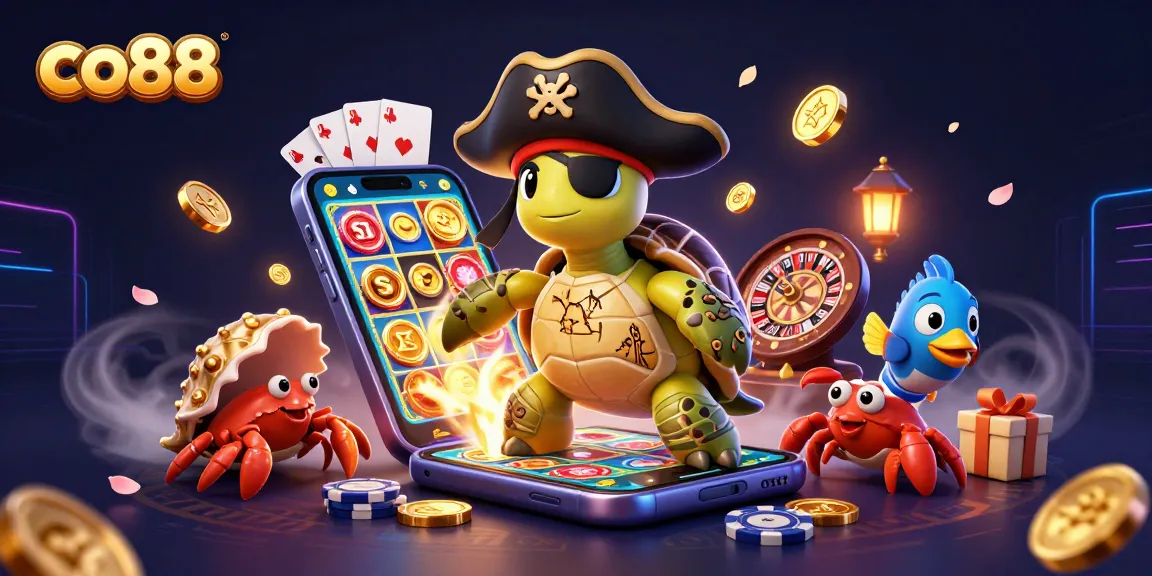 Spin to win with co88 in this vibrant illustration filled with casino action and excitement.
