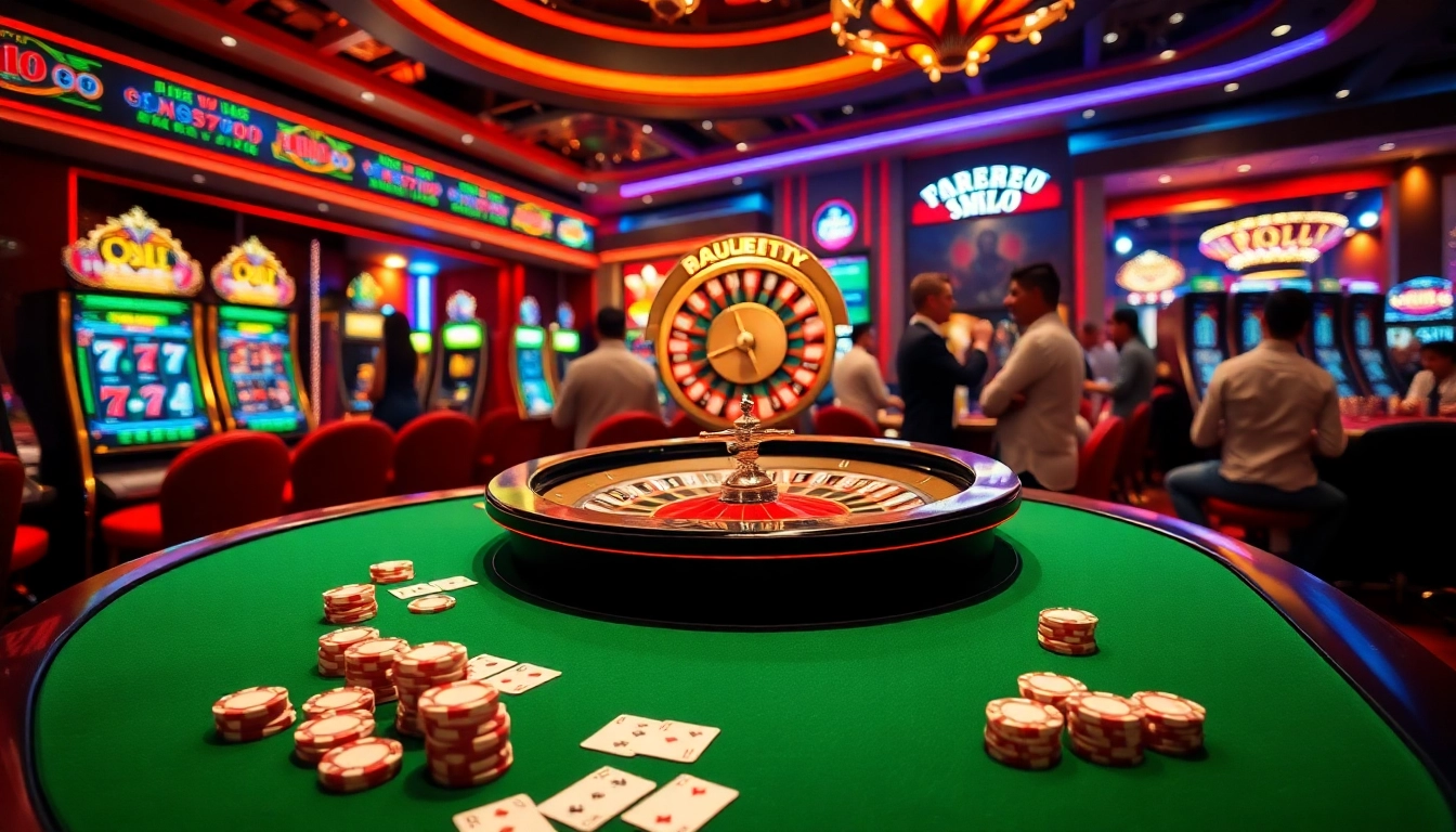 Experience the thrill of gg88 on a vibrant casino floor, filled with tables and slot machines.