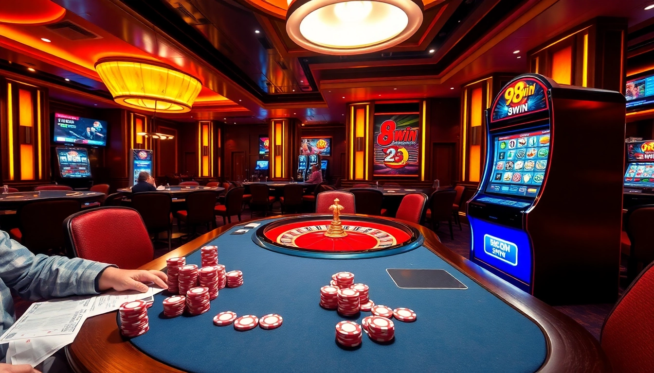 Experience the thrill of winning at 98win with vibrant casino tables and games.