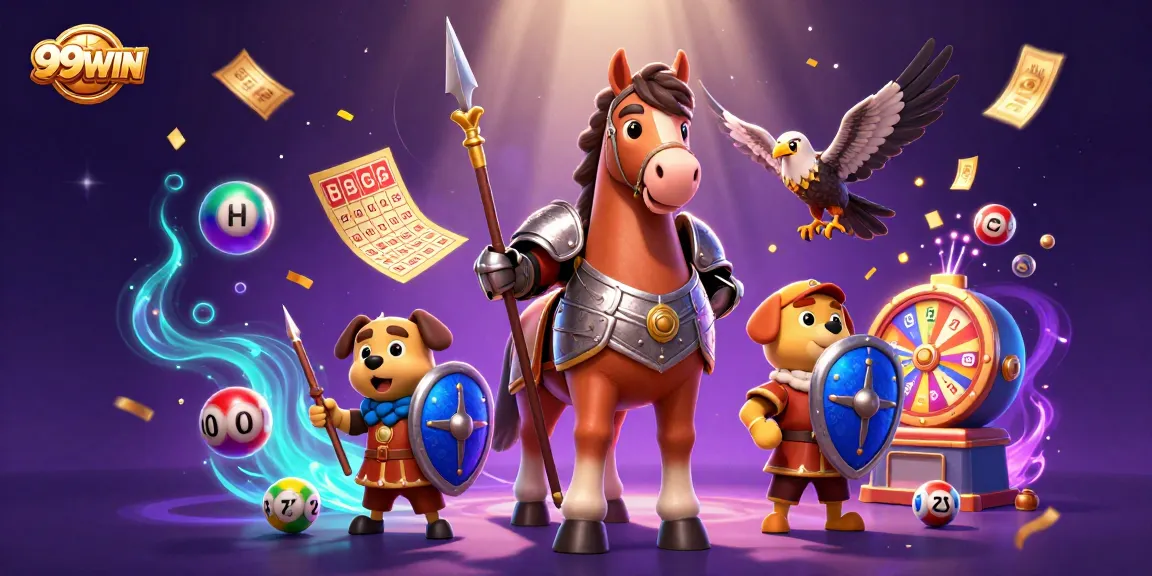 Engage the thrilling dynamics of gaming at 99WIN with vibrant lottery elements and characters.