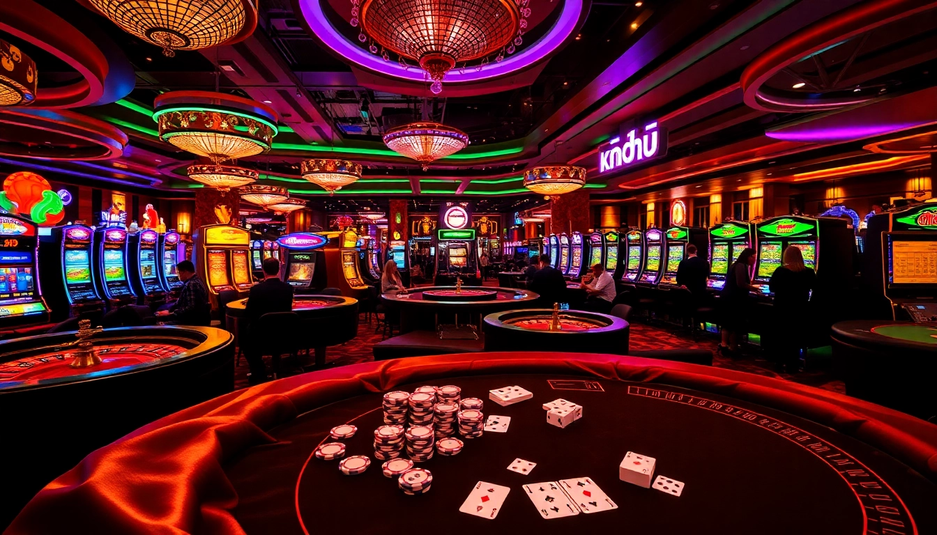 Engaging casino players enjoying games at tables while experiencing the thrill of no hu.
