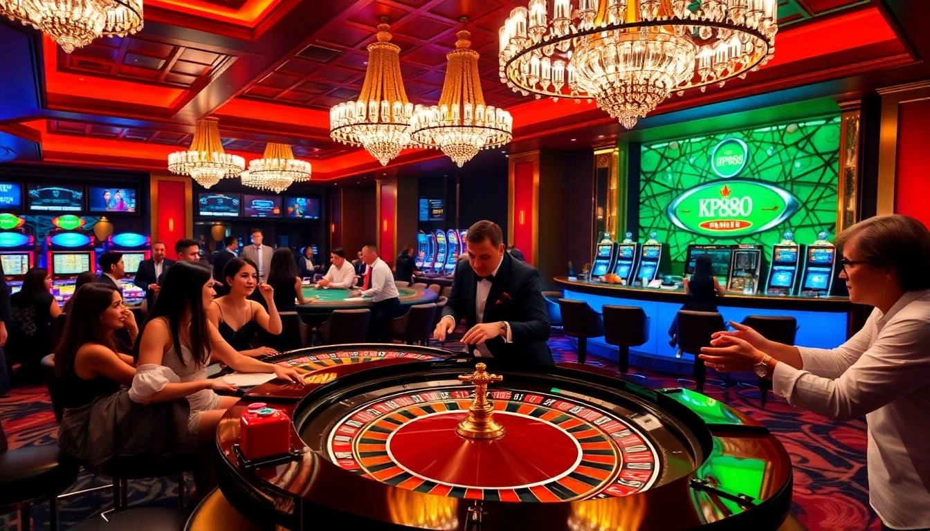 Players enjoying an exciting game at KP88 casino, vibrant roulette table scene.