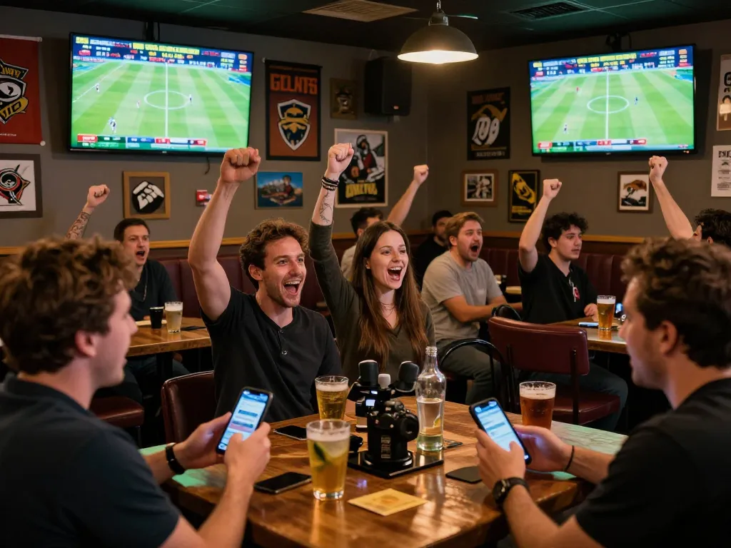 Exciting sports betting scene displaying real-time scores and fans actively placing bets on ผลบอล.