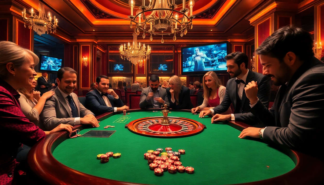 Gambling excitement at a casino featuring Giải mã giấc mơ with roulette and poker strategies.