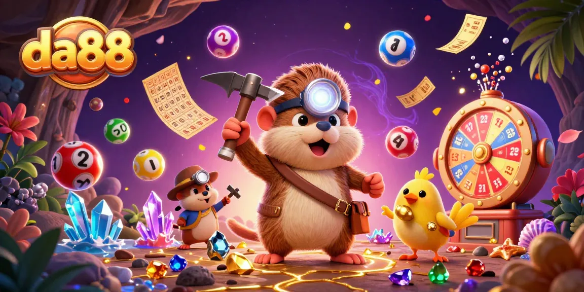 Engage in thrilling da88 lottery activities, showcasing vibrant elements like bouncing balls and a dynamic prize wheel.