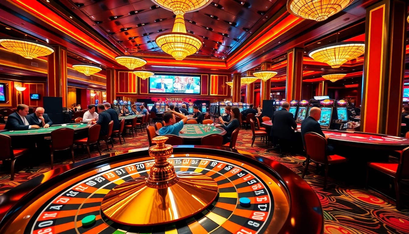 Experience the thrill at OK9 casino with vibrant gaming tables and excited players.