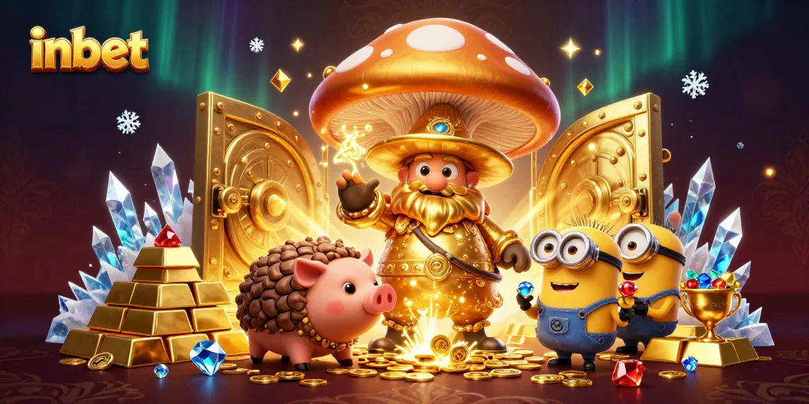 Win big with inbet's dazzling treasure realm, featuring magical golden creatures and gems.