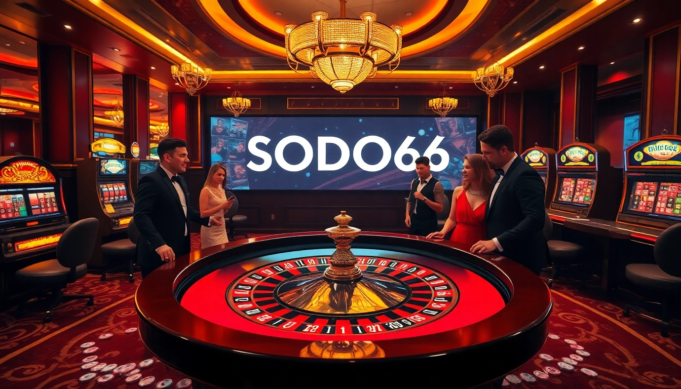 SODO66 players enjoying an exciting roulette game in a luxurious casino setting.