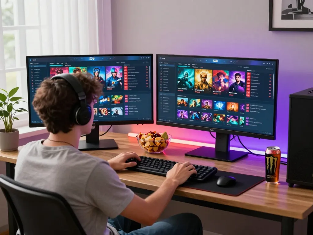 Engaging gaming experience with O8 showing a player in a cozy setup.