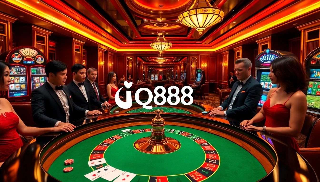 Experience the thrill of iq88 at a luxurious casino setting with an exciting roulette table scene.
