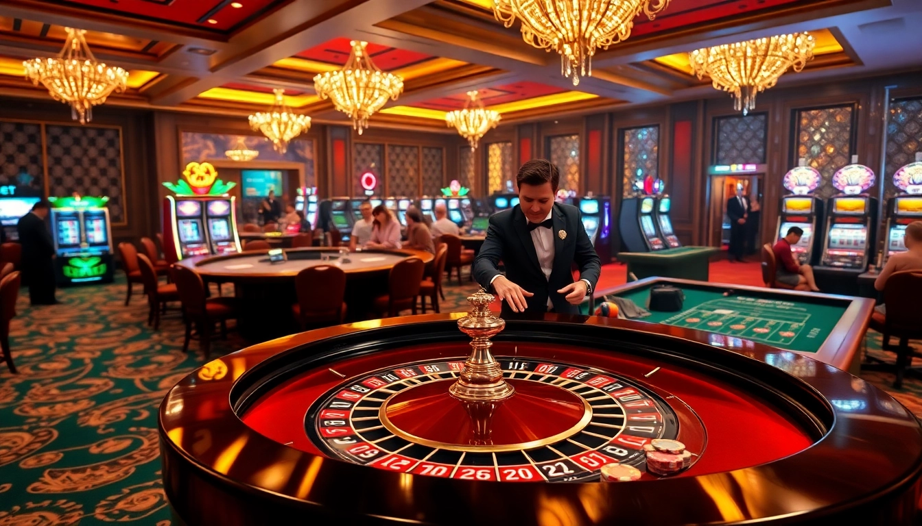 Experience thrilling gaming at 8kbet with dynamic roulette and vibrant casino atmosphere.