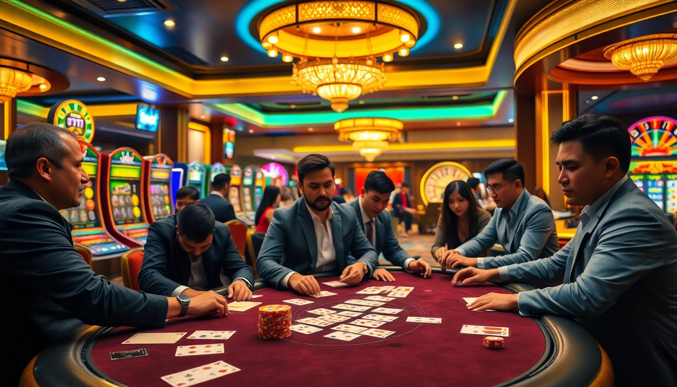Experience the thrill of gambling with stories from truyện net in an elegant casino setting.