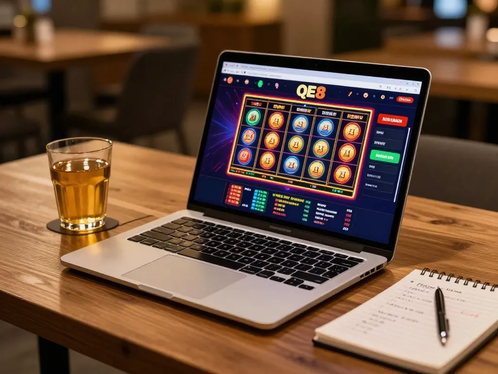 Player enjoying live dealer games on the QE8 platform, showcasing a vibrant online casino experience.